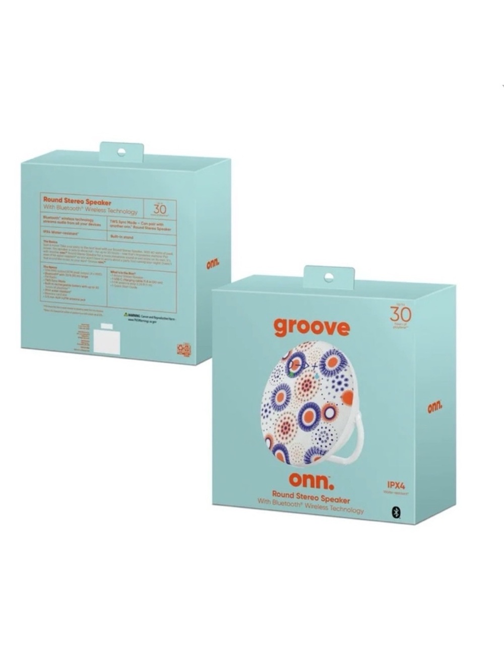 Onn. Groove Round Stereo Bluetooth Speaker Water-resistant